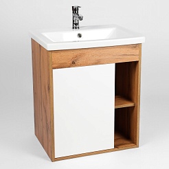 Viant Мебель для ванной Бостон 60 подвесная белая/дуб вотан – фотография-3